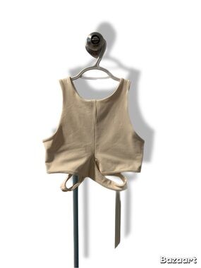 Sleeveless Tie-Back Tank Top in Beige